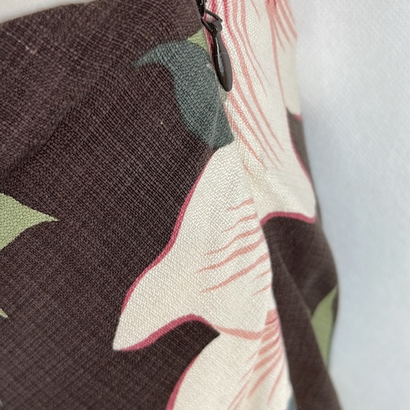Tommy Bahama 100% Silk Tropical Hibiscus Print Skirt Peach Green Blue Brown - Picture 3 of 6
